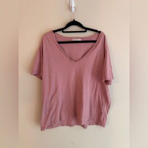 Marine Layer Boyfriend V-Neck Tee - Garment Dyed Dusty Rose - XL
